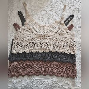 POL Cream, Rose & Black Camisole Tops SET of 3